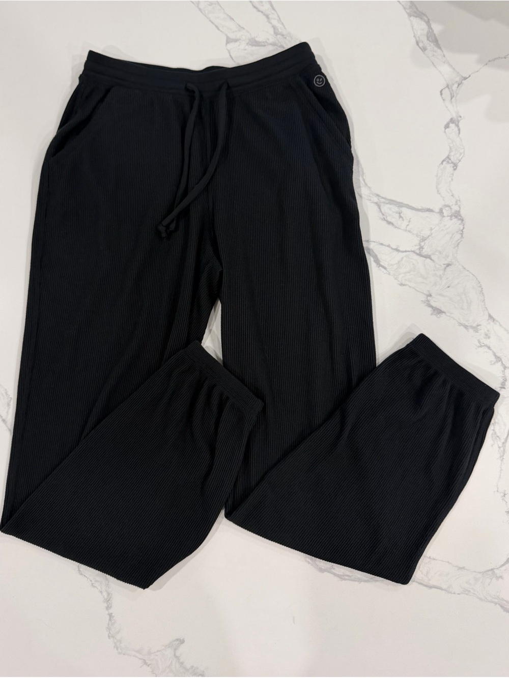 Gilly Hicks Always Cozy Waffle Baggy Joggers Black Small Lounge Pants